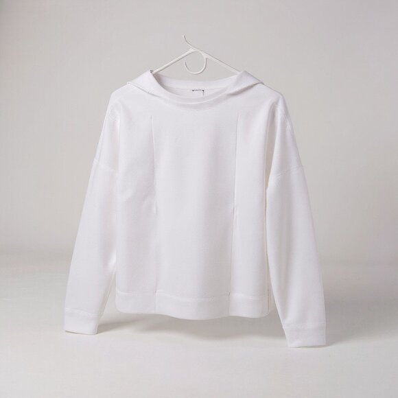 Merokeety V-Neck Sweatshirt Women Small White Long Sleeve Lapel Casual Pullover - Picture 3 of 7